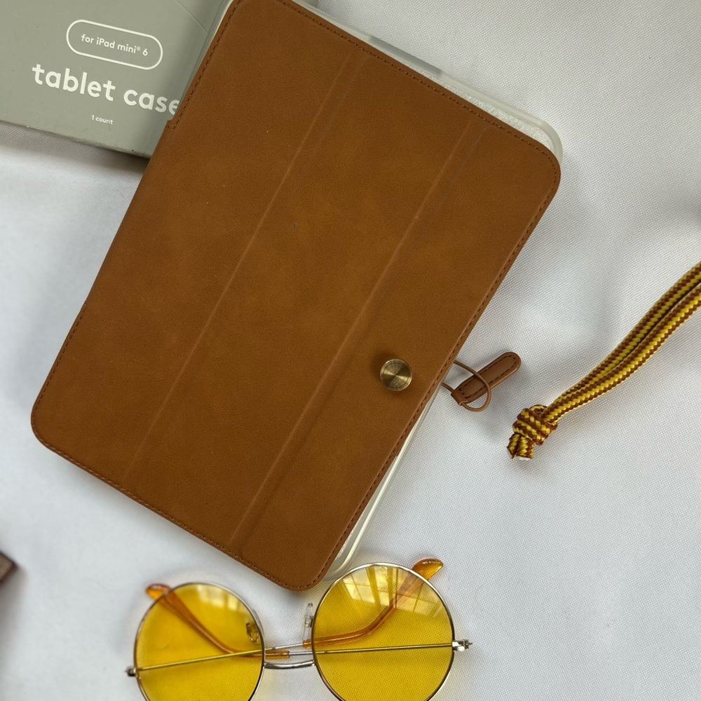 Tablet Case for iPad Mini - Brown Faux Leather Folio new